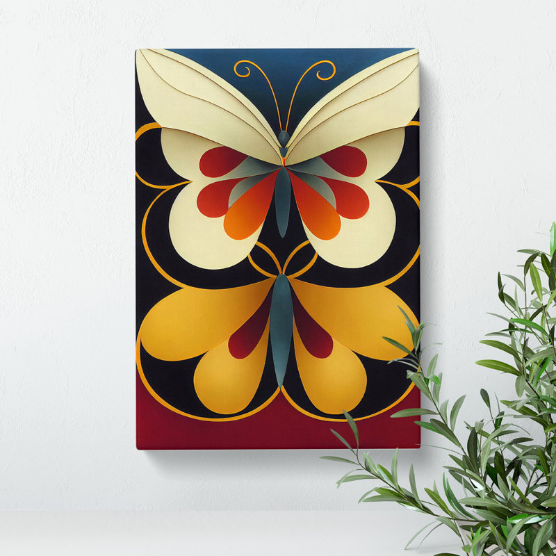 XC1022-3787X Retro Butterflies No.4 - Wrapped Canvas Print, 60cm H x 40cm W x 3cm D
