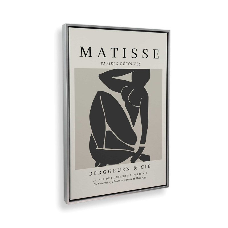 Matisse's Nude III in Black, Polished Chrome Floater Framed, 12.75" H x 8.75" W x 1.75" D