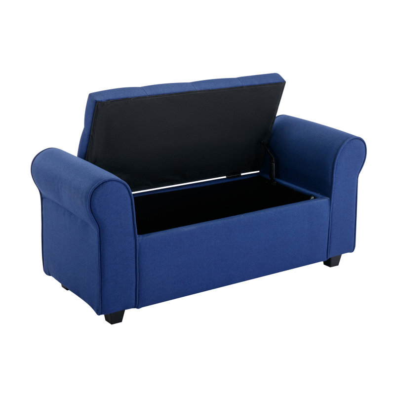 Ammarie Fabric Upholstered Storage Bench, Blue