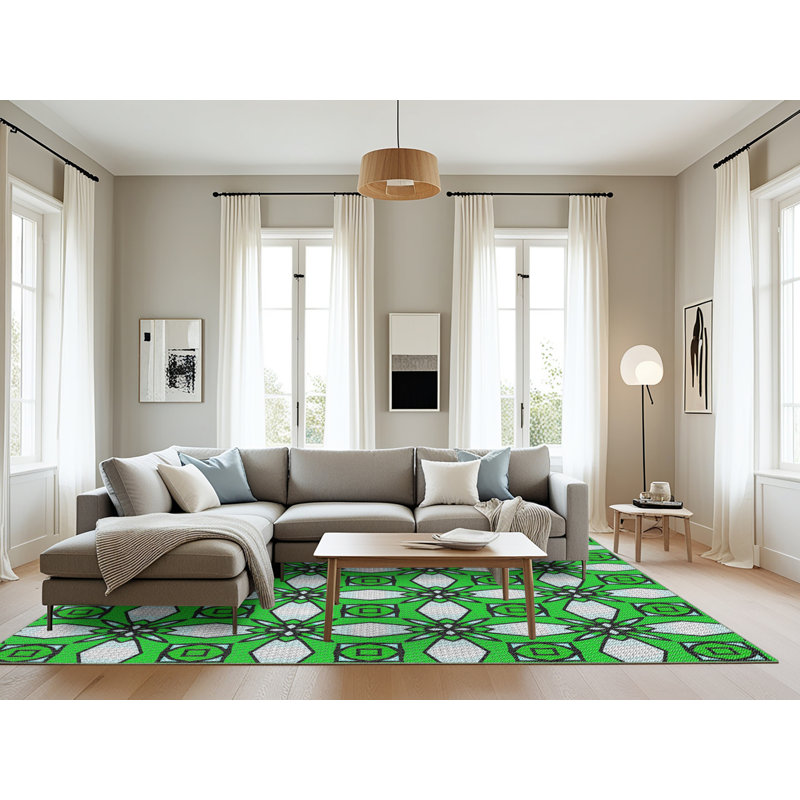 Tapis de zone verte à motif, Rectangle 8 pi x 10 pi