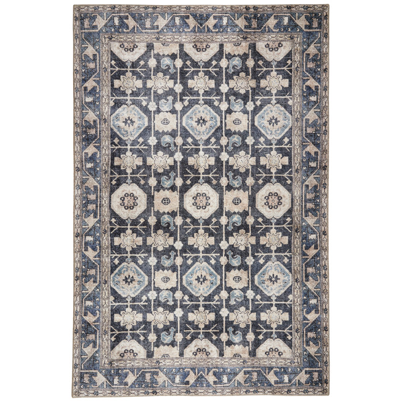 Bungalow Rose Machine Woven / Power Loomed Polyester Geometric Floral Rug, Rectangle 7'6" x 9'6"