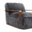 Fauteuil d'appoint 1 pièce à finition gris anthracite long en fausse fourrure douce d'inspiration rétro avec accoudoirs courbés en bois siège et dossier principaux-1632672581