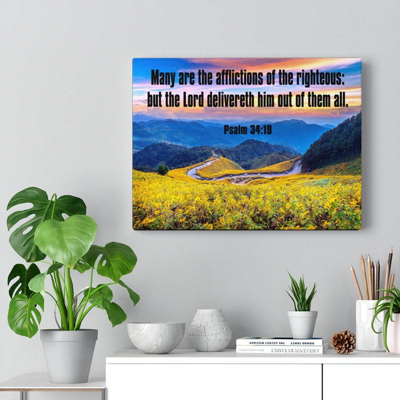 Afflictions Of The Righteous Psalm 34:19 - Wrapped Canvas Print, 30cm H x 41cm W