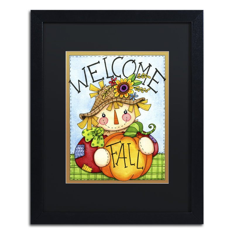 « épouvantail welcome », art encadré, H 20 po x l 16 po x P 0,5 po, Noir