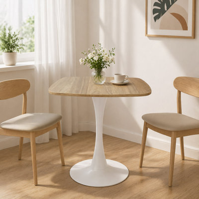 Table carrée carrée, table carrée Tulip 24 po avec plateau en panneau de fibres à densité moyenne et piédestal en métal mat, table bistro moderne Mid-Century pour la cuisine, les petits espaces, le salon et le café