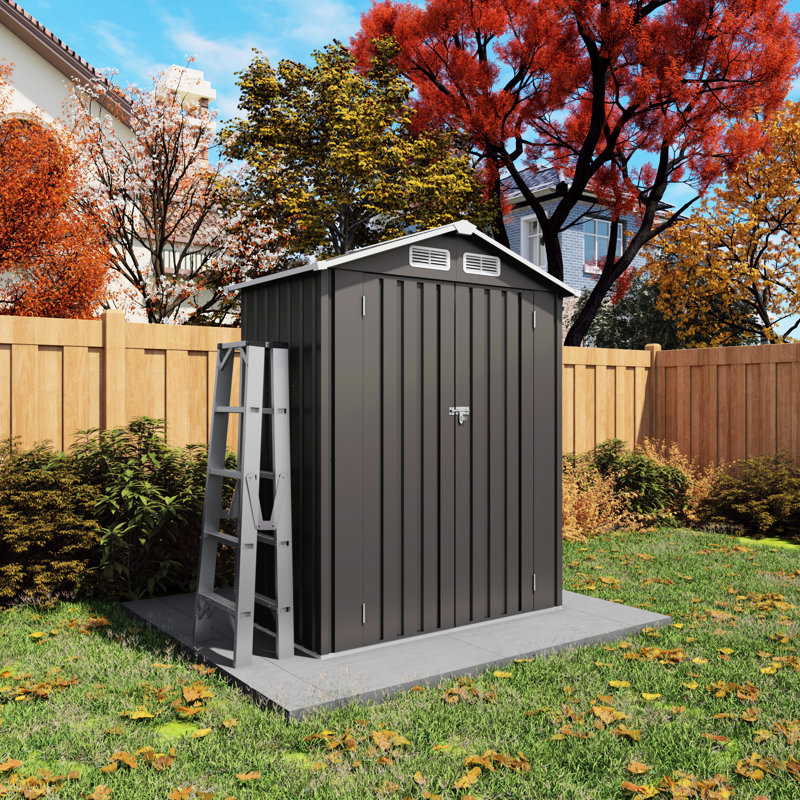 5x3 Ft Metal Storage Shed, Gray Color, Waterproof And Secure, Can Be A Pet House Or Tool Room, Easy To Install Shed In With Peaked Roof, For Garden Backyard Storage, Efficient Storing Sports