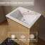 Ensemble de meuble-lavabo simple autoportant avec lavabo en résine à surface solide intégré, portes d'armoire cannelées et pieds en métal-469353321-469353323