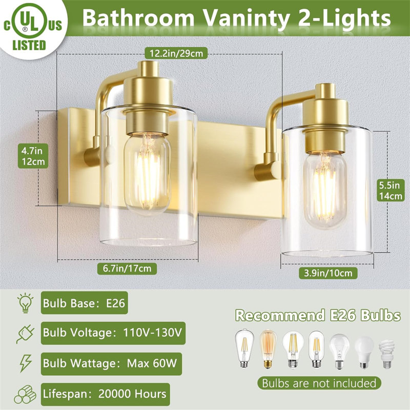 Dimmable Vanity Light, 2, Gold