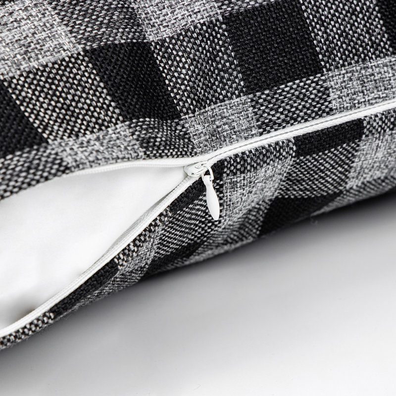 Housse de coussin rectangulaire en polyester , Noir / gris