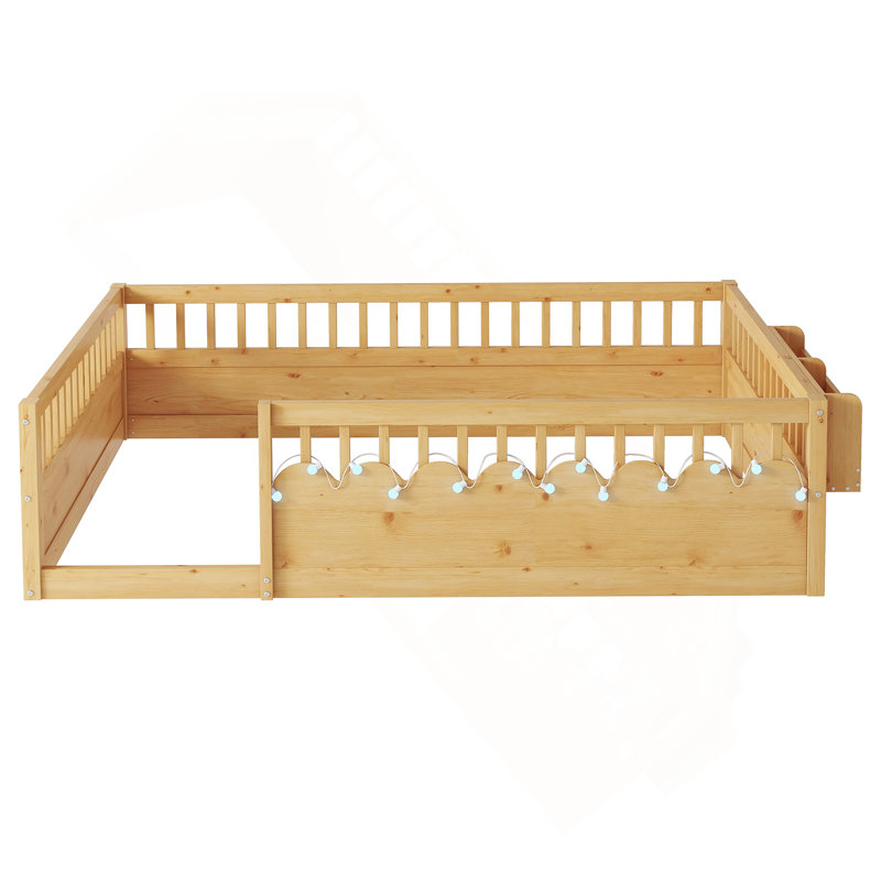 Structure de lit Montessori, Naturel, Lit double