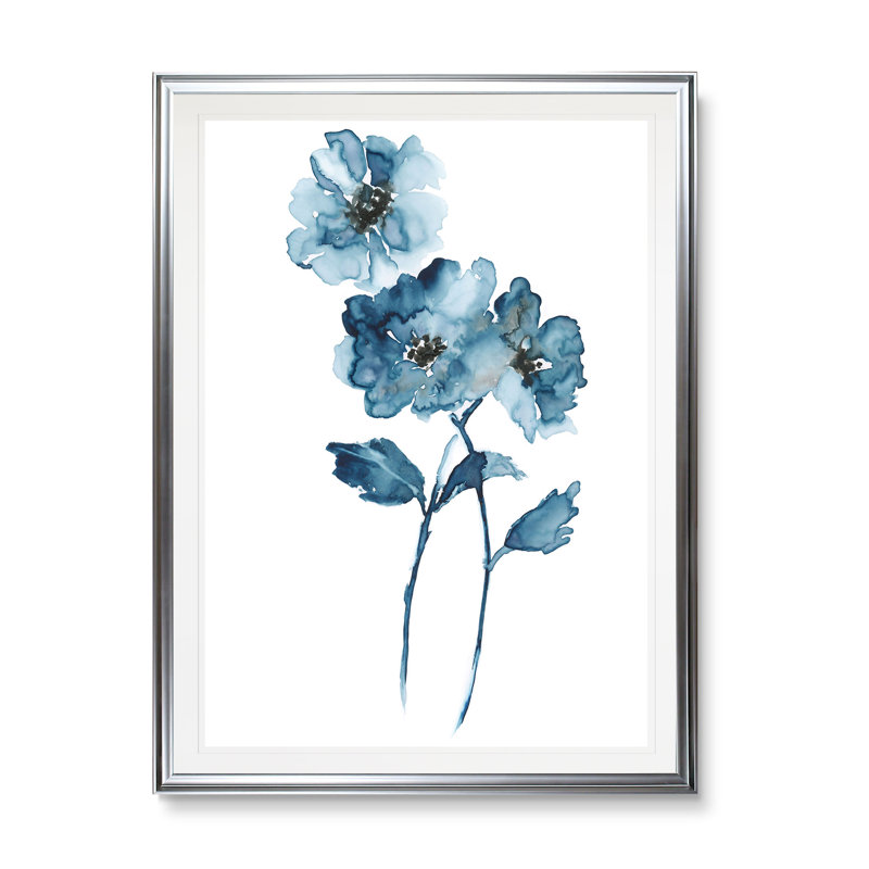« blue botanique ii », reproduction, H 24 po x l 20 po x P 1,5 po, Cadre argenté