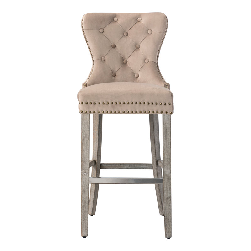 Tabouret de bar et de comptoir Kirsten, Tabouret de bar (siège d'une hauteur de 29 po), Taupe / cadre gris antique