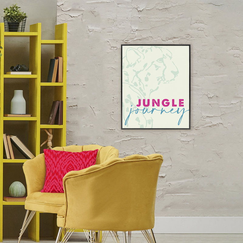 Jungle Journey, guépard encadré, design par Lanie Loreth, H 30 po x l 24 po, Giclée encadrée noir minuit