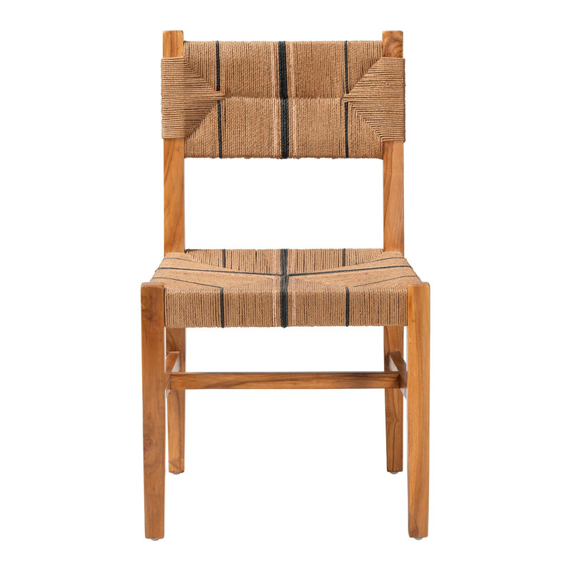 Hornersville Bohemian Paper Loom And Mahogany Wood Dining Chair, Brown