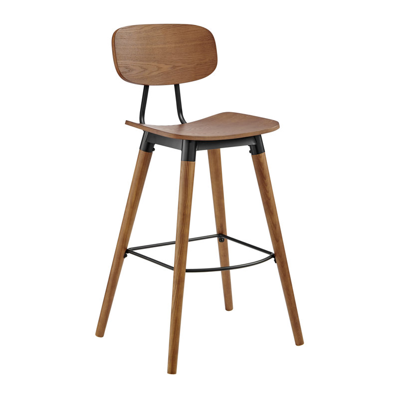 Tabouret Vega avec cadres en acier noir mat et bois teint noyer - ensemble de 1