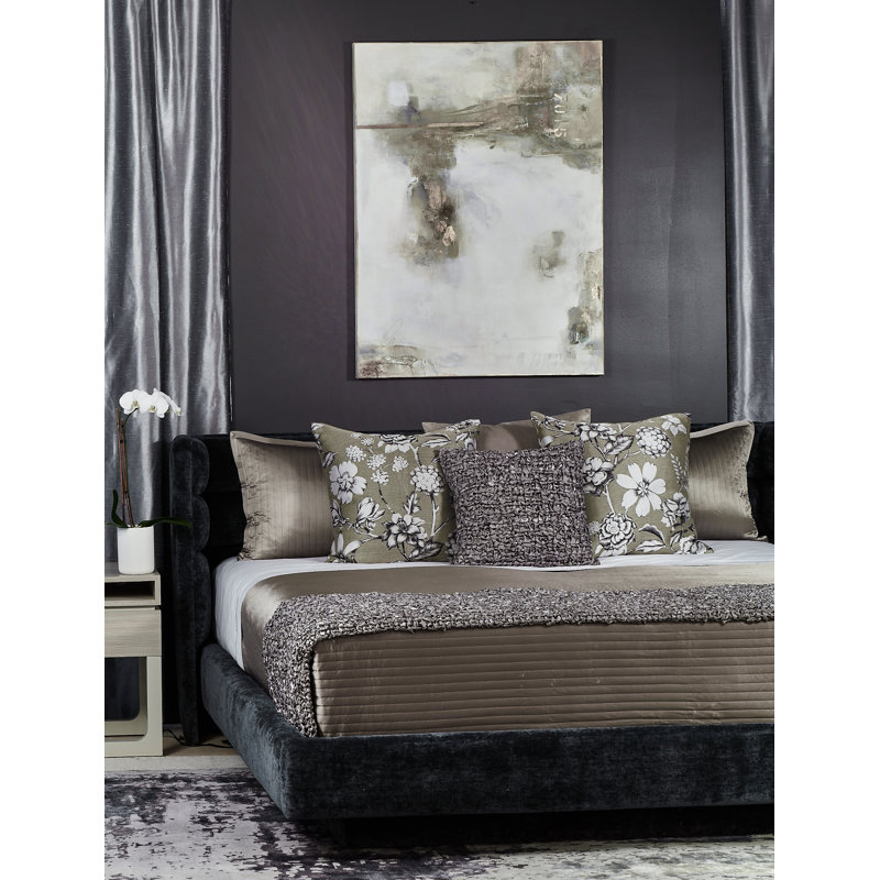 Quilted Silk Channel Sham , Metal, 20"H x 26"W