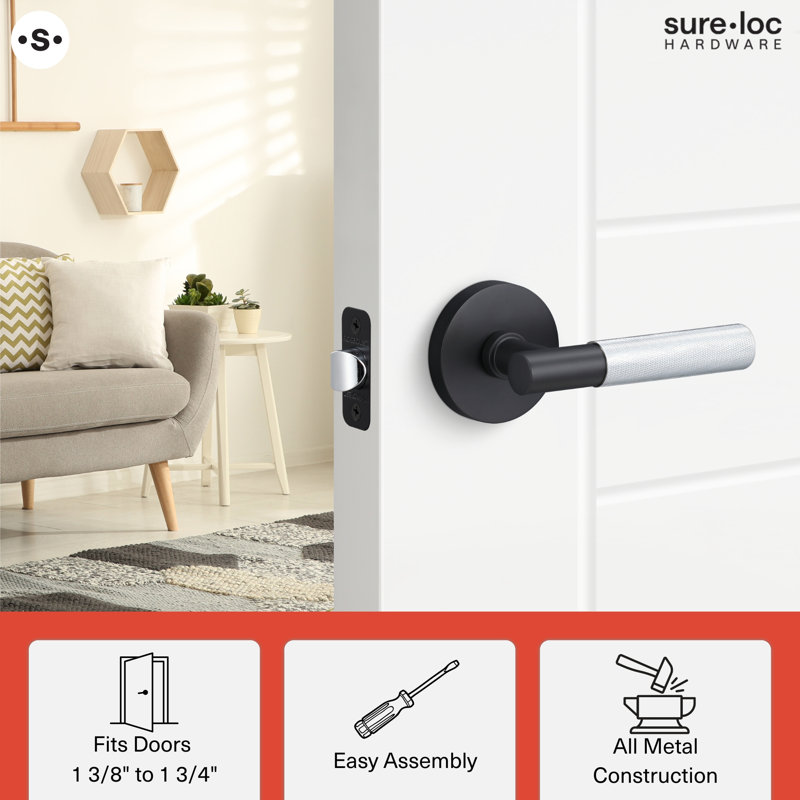 Aspra Round Passage Rosette, Knurled Grip, Satin Brass/Satin Nickel