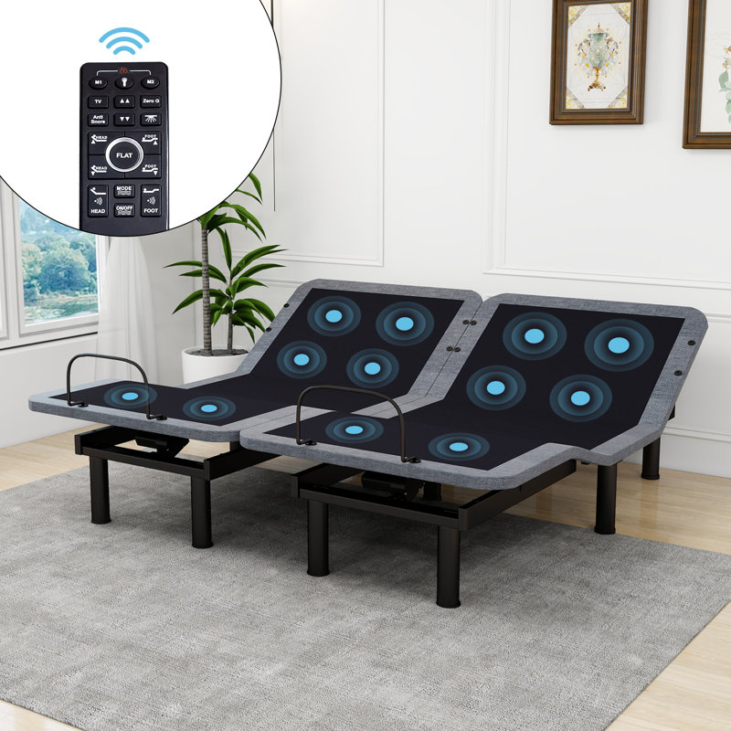Harlequin Massaging Zero Gravity Adjustable Bed with Wireless Remote, Split King