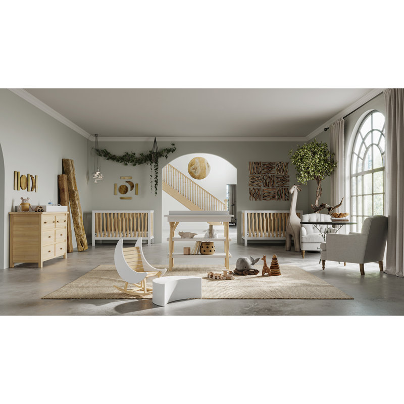 Milk Street Baby Branch Open Shelf Changing  Table (Snow), Natural/White