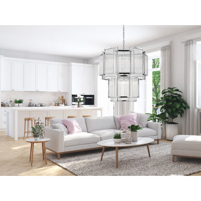 8 - Light Geometric LED Pendant with Glass Accents
