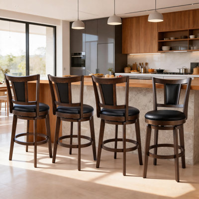 Edwin Transitional Faux Leather 26"H Swivel Counter Stool (Set of 4)