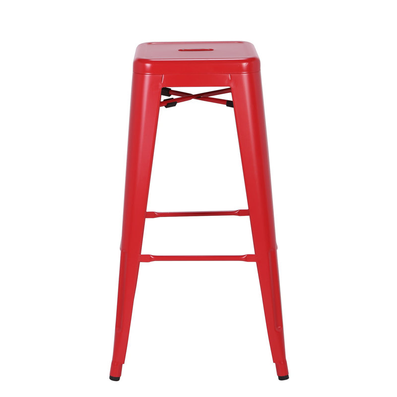 Counter Stool with Metal Frame, Frosted Red