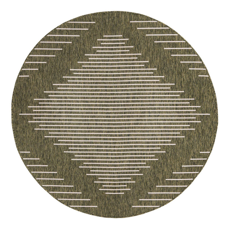 Dex Striped Machine Woven Indoor Outdoor Area Rug, Round 6'
