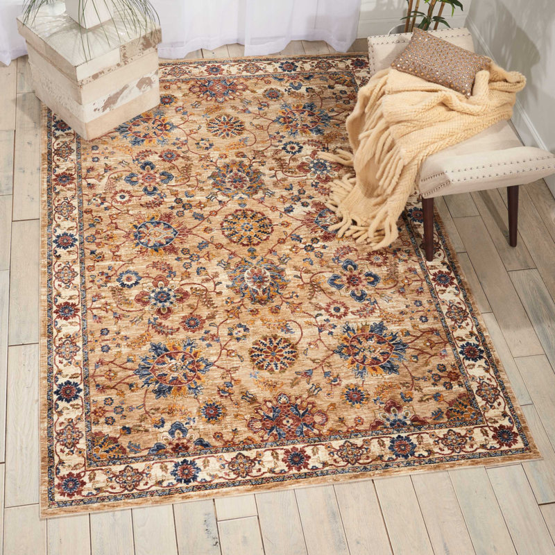 Tapis brun en polyester tissé à la machine, Rectangle 7 pi 10 po x 9 pi 10 po