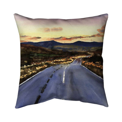 On the road to Scotland - Contemporary Blue Poly Twill Throw