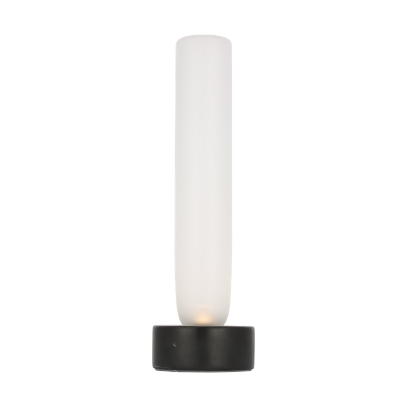 Kelly Wearstler Volver 1-light Small Table Lamp in White Marble with Clear Etched Glass shade, Black