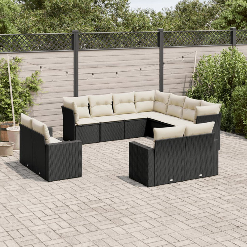 Ensemble de canapé de jardin Vidaxl noir et crème