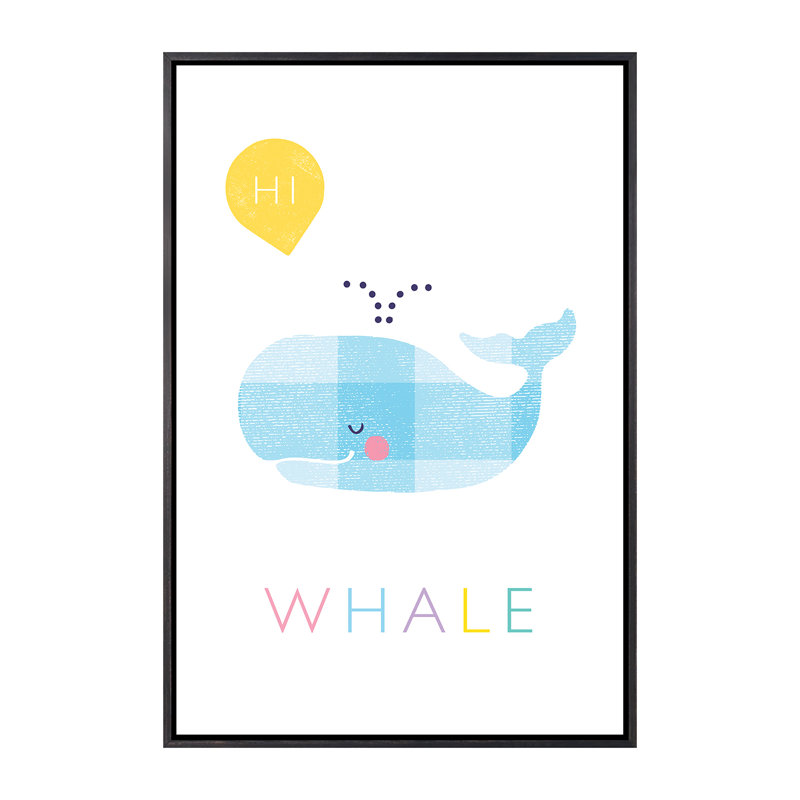 «W Is for Whale» - impression, Pas de tapis, H 40 po x l 26 po x P 1,5 po, Toile avec cadre noir patiné