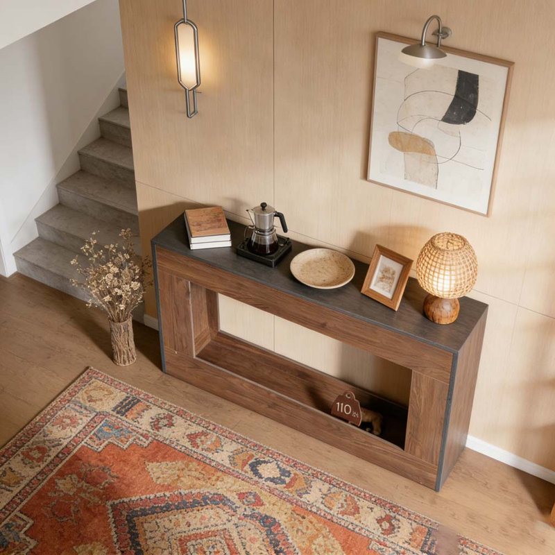 63-Inch Long Console Table, Wood Entryway Table, Antique Espresso
