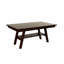 Salle à manger contemporaine de 6 pièces: table rectangulaire, 4 chaises d'appoint, 1 banc, bois d'hévéa noyer foncé, coussins en similicuir, dossier en V, rangement ouvert, placage de bouleau, placage de sièges