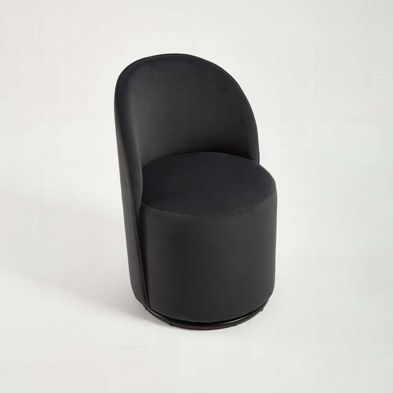 360 Degree Swivel Velvet Dining Chair, Dark Gray