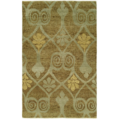 Wool Floral Area Rug in Brown
