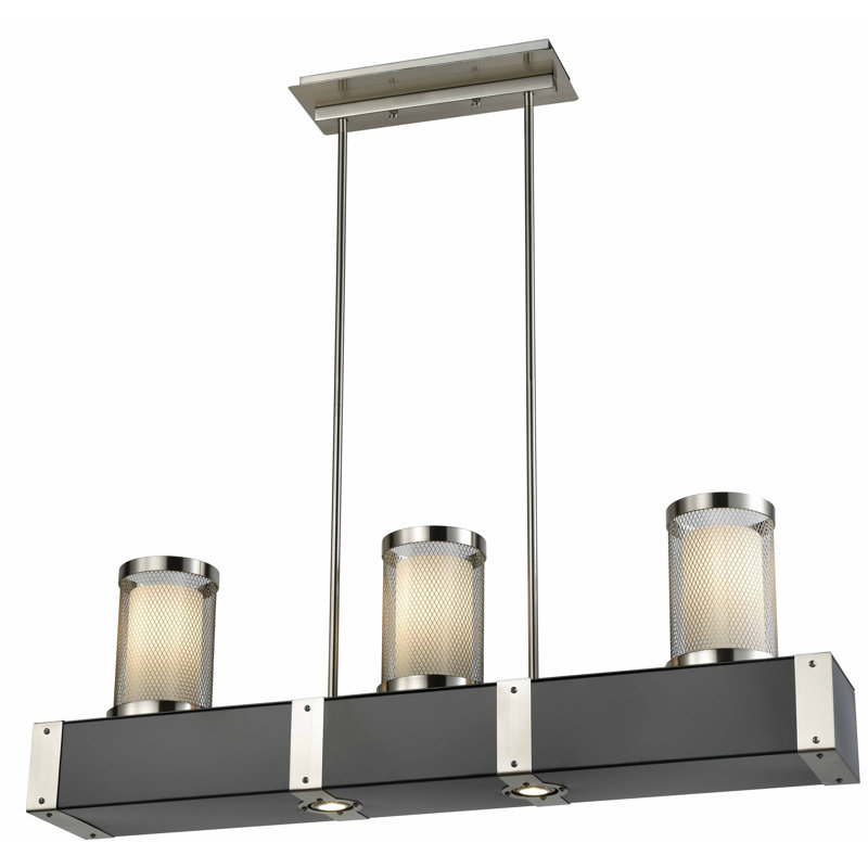 Arcanum 3 - Light Kitchen Island Pendant, Satin Nickel/Graphite
