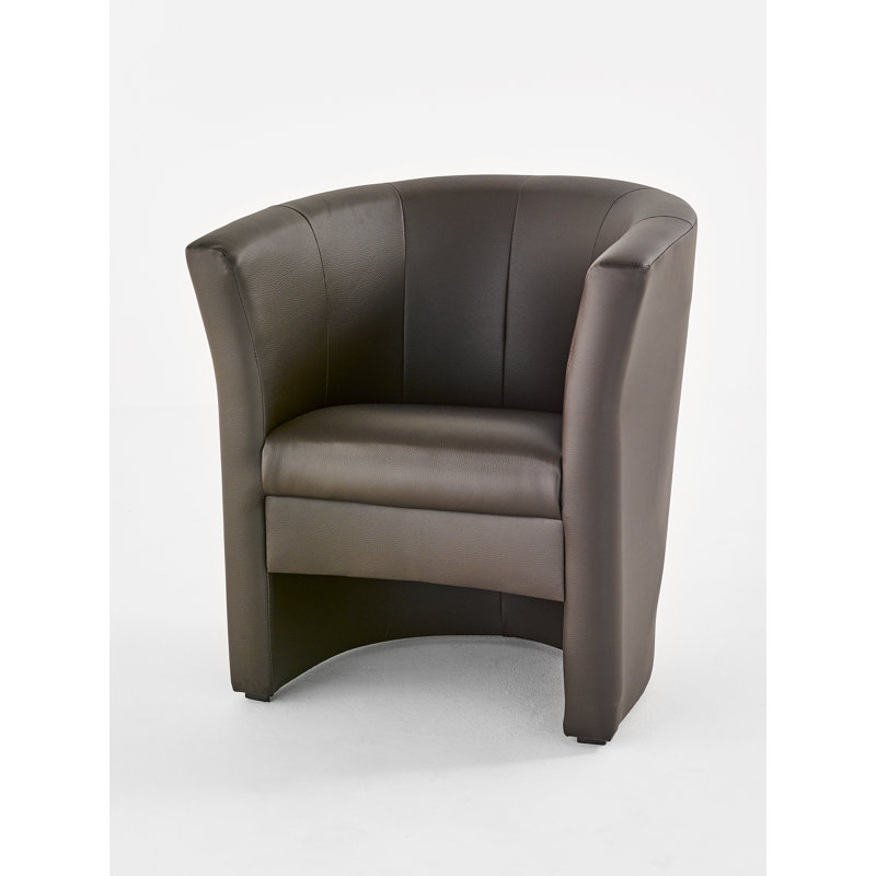Bumber Faux Leather Barrel Chair, Brown