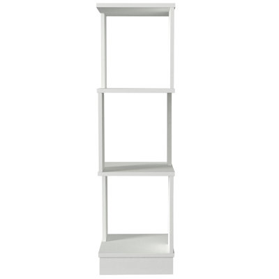 Modern White Bookshelf, 100% Melamine Coated Particle Board, 13.8 x 47.4 x 13.8 inches | Thickness: 0.7 inches | Numerous Shelves for Additional Storage | Stylish and Functional Design for Home or Office