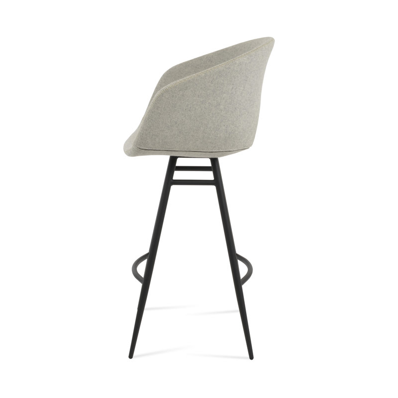 Tabouret de bar et de comptoir Tribeca Galata, Tabouret de bar (siège d'une hauteur de 29 po), Noir, Laine argentée