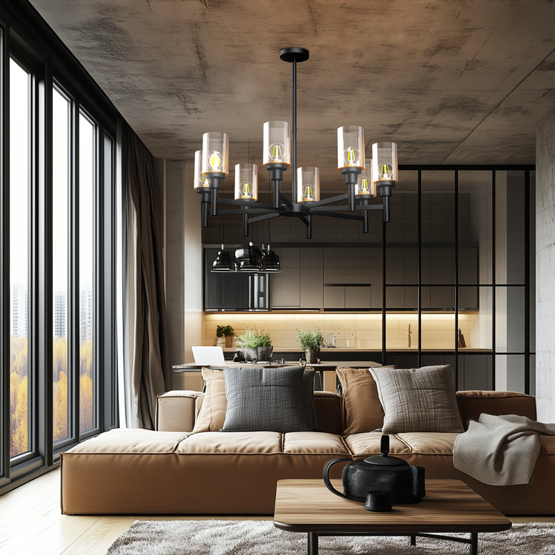 Chandelier with Glass Accents, 8 Lights, 4800 Lumens, 80cm