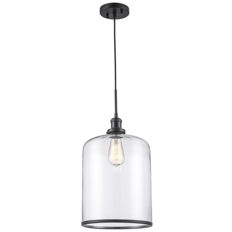 Luminaire suspendu en pot 1 lumière Edremit, Noir, 10.35"