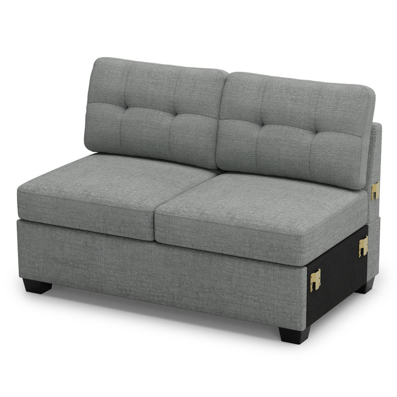 Modern Sofa Armless Loveseat For Modular Sectional Sofa,Single/Double Sofa For Small Spaces, Gray