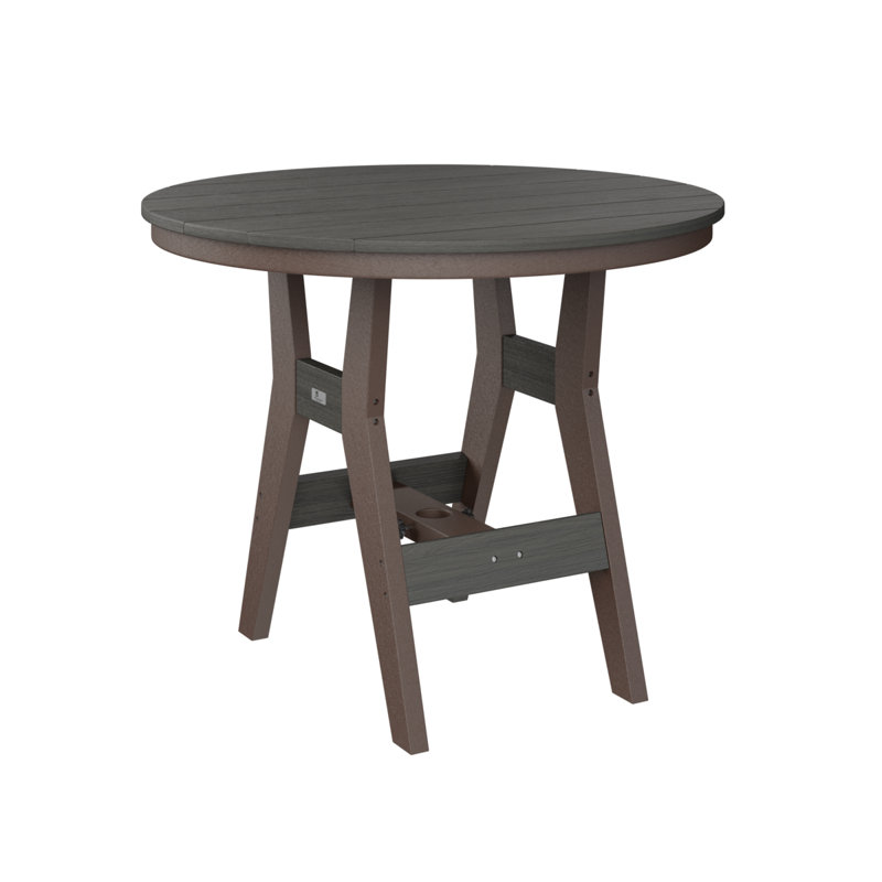 Harbor Outdoor Round Dining Table, Chocolate Brown, Seashell