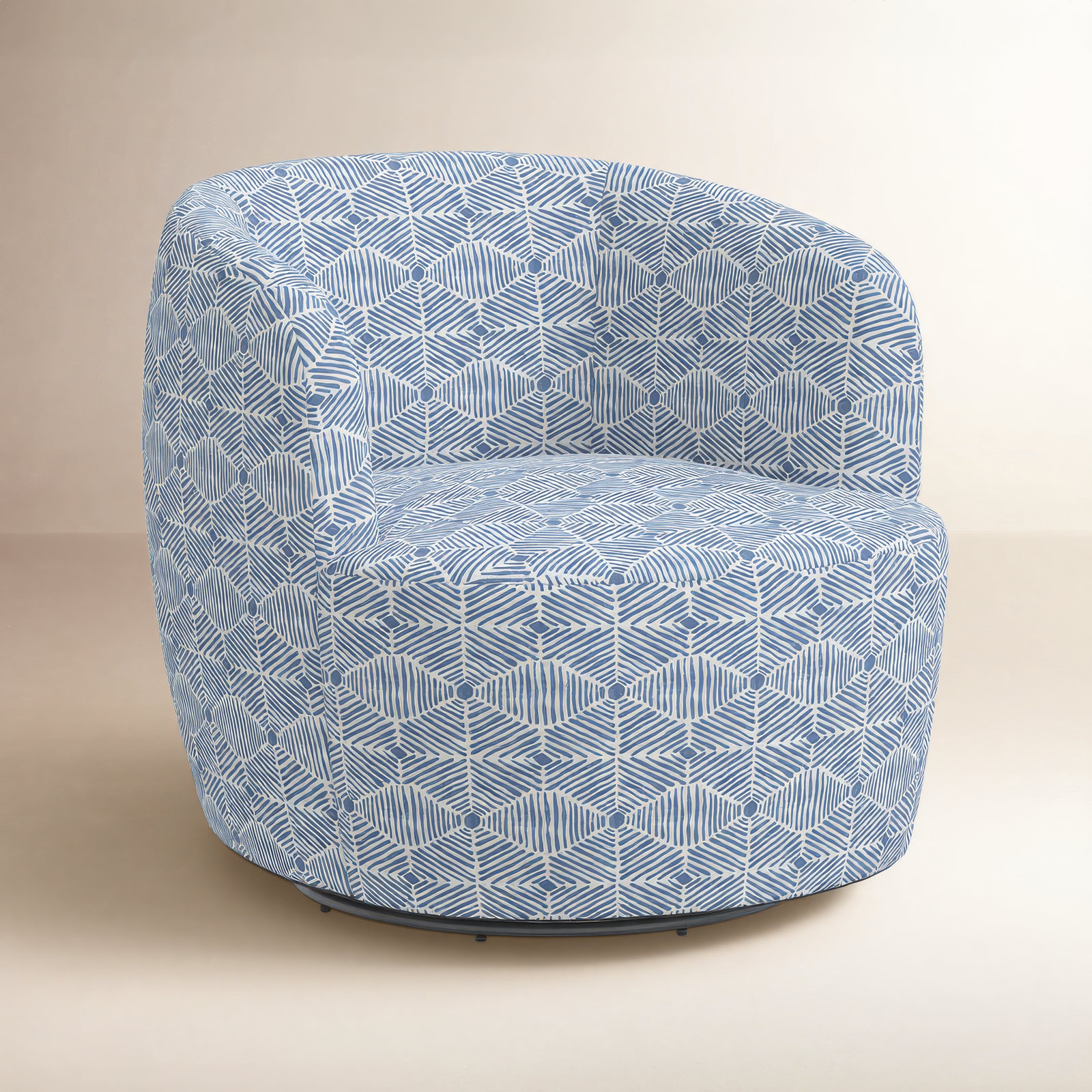 Mina Swivel Barrel Chair, Painted Diamond Dusty Blue