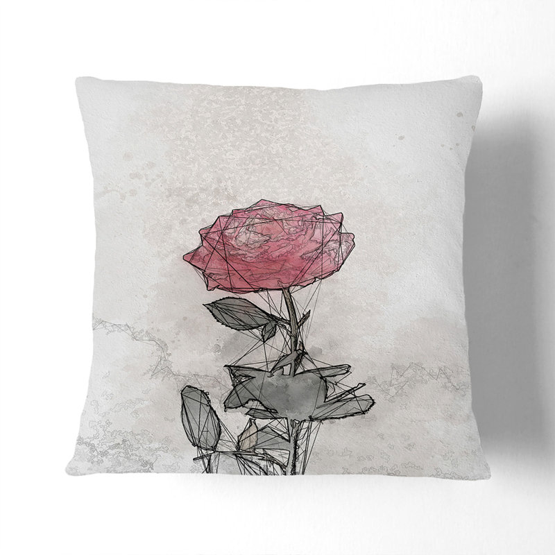 Floral Square Cushion, Stone, 55cm H x 55cm W x 20cm D