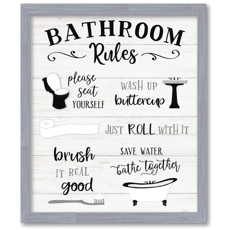 Bath Time Rules 16x20 Framed Board