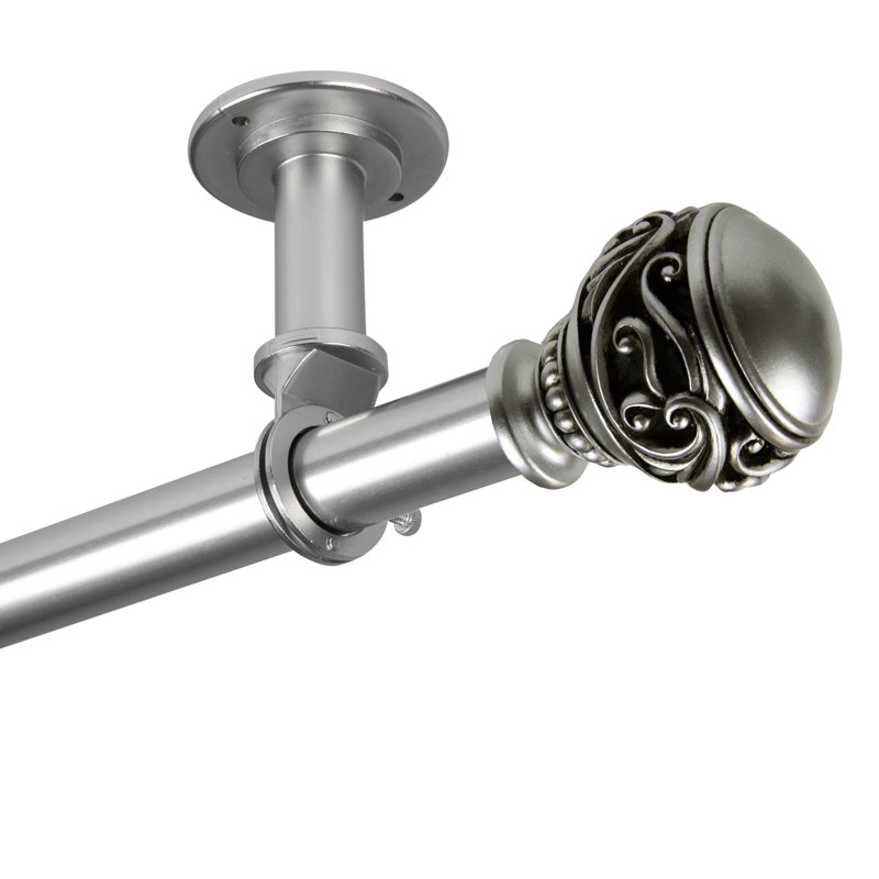 Tringle à rideaux simple réglable 1 po Addieson, 120" - 170", Nickel satiné