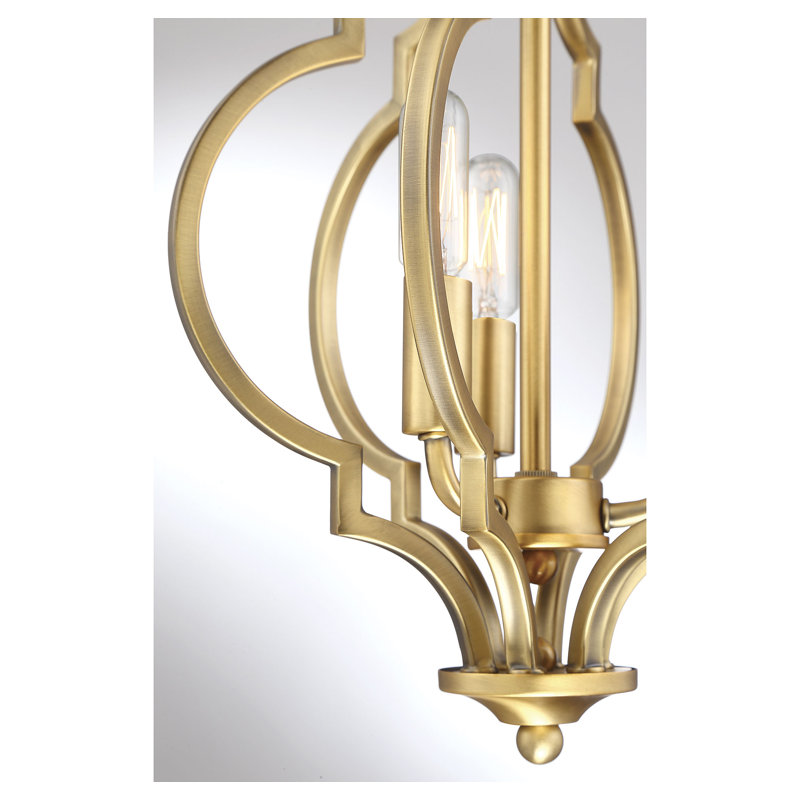 Luminaire suspendu semi-encastré à 3 lumières Meridian, Laiton