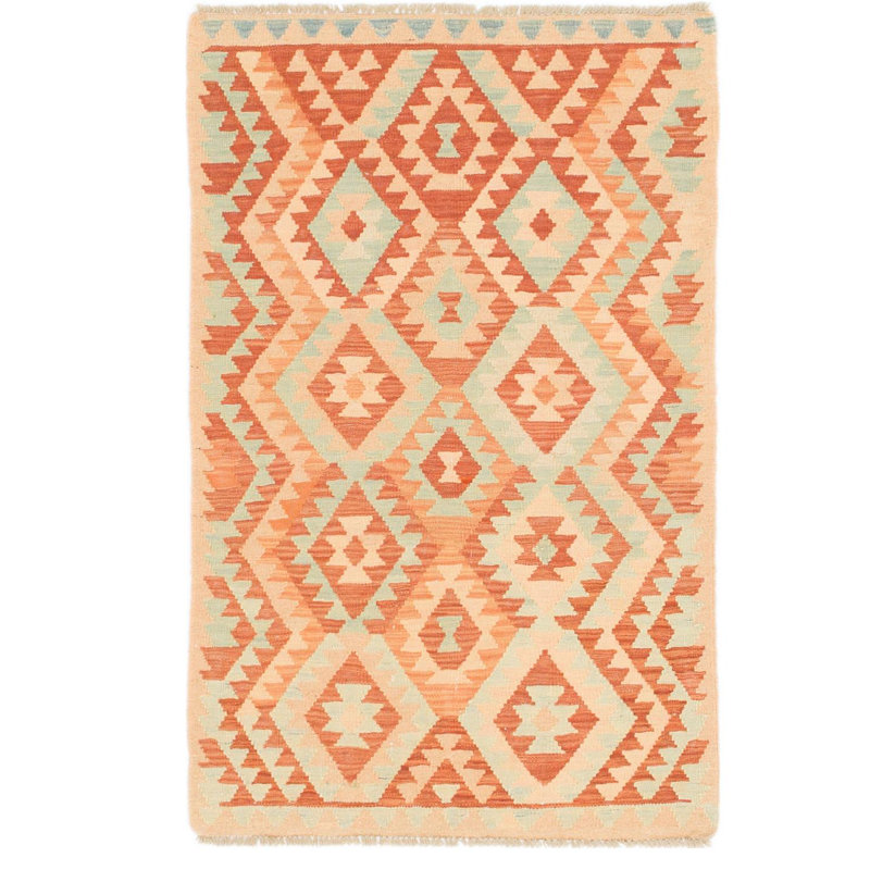 Tapis en laine rouge/beige 2 pi 7 po x 4 po one-of-kind main-noué la new age Elland